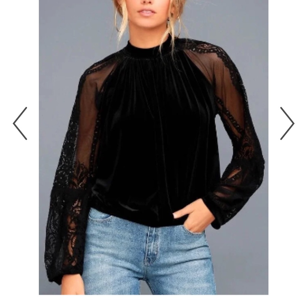 Free People Dream Team Lace Velvet Top